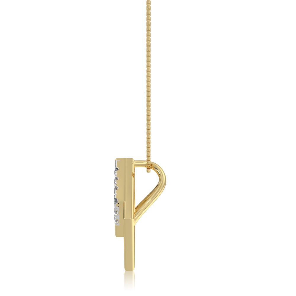 Layered Geometric 9KT Yellow Gold Diamond Pendant-Pendants-EPD26G04-D400R0F