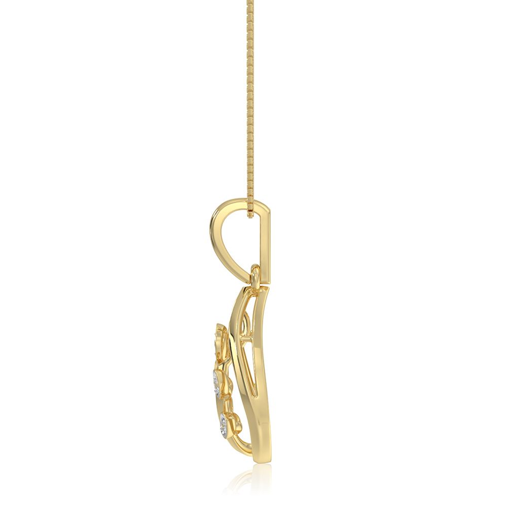 Graceful Leaf 9KT Yellow Gold Diamond Pendant-Pendants-EPD26G05-D400R0F