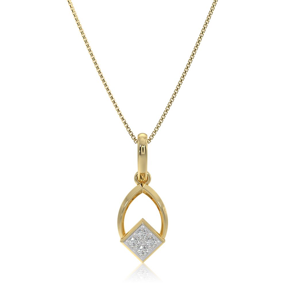 Minimal Layered 9KT Yellow Gold Diamond Pendant-Pendants-EPD26G07-D400R0F