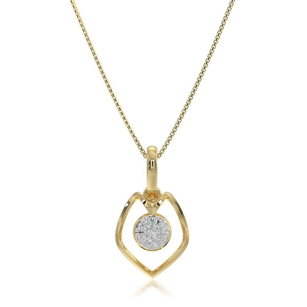 Timeless Floral 9KT Yellow Gold Diamond Pendant-Pendants-EPD26G08-D400R0F