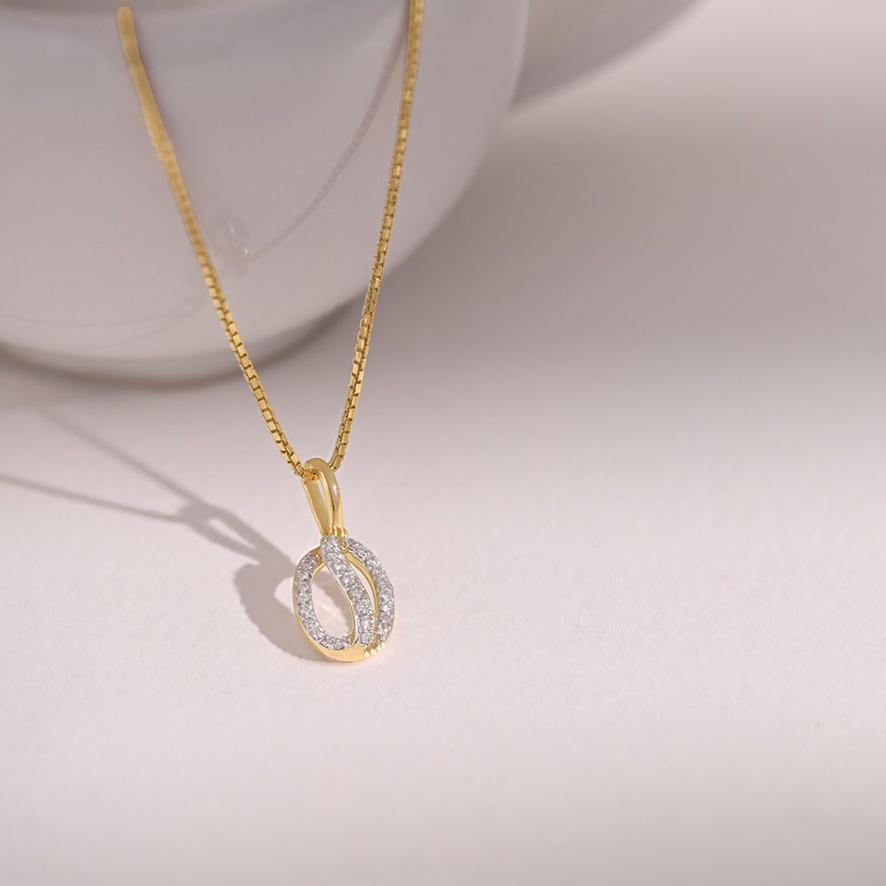 Everyday Stylish 9KT Yellow Gold Diamond Pendant-Pendants-EPD26G09-D400R0F