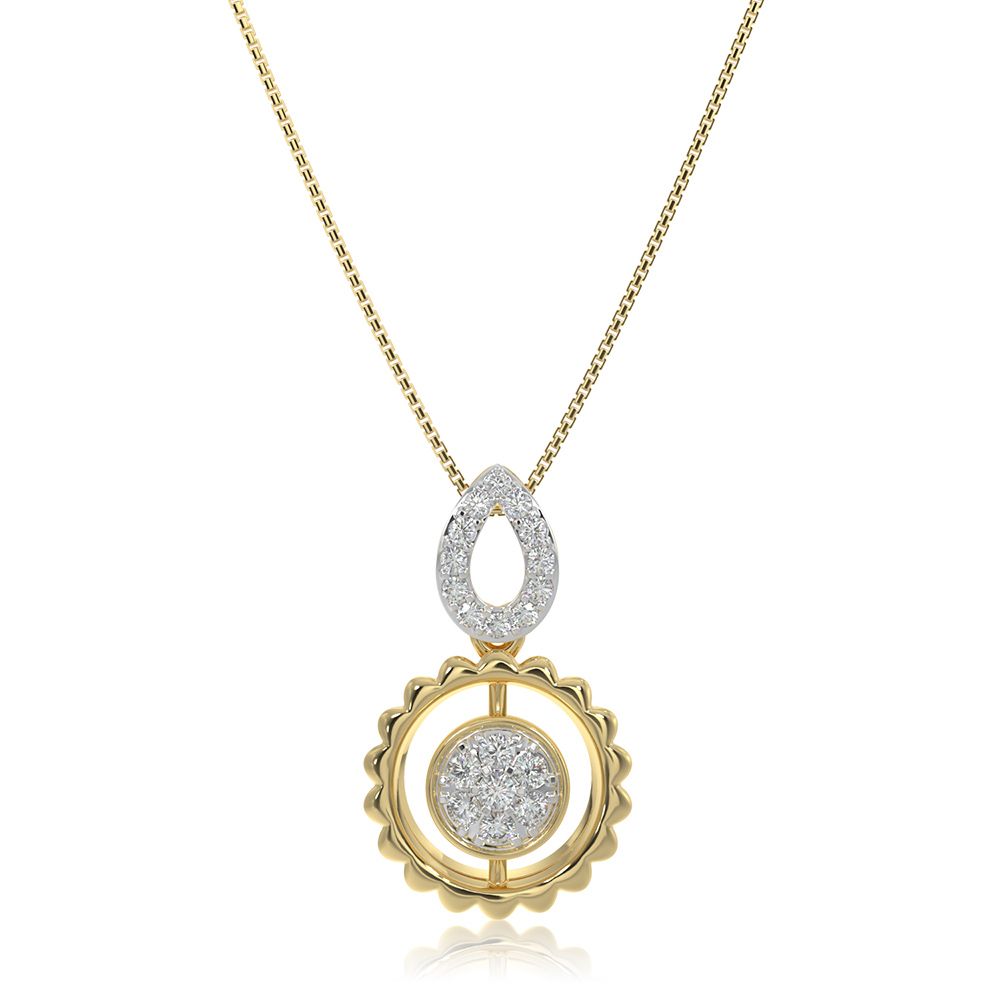 Sharp Circle 9KT Yellow Gold Diamond Pendant-Pendants-EPD26G10-D400R0F