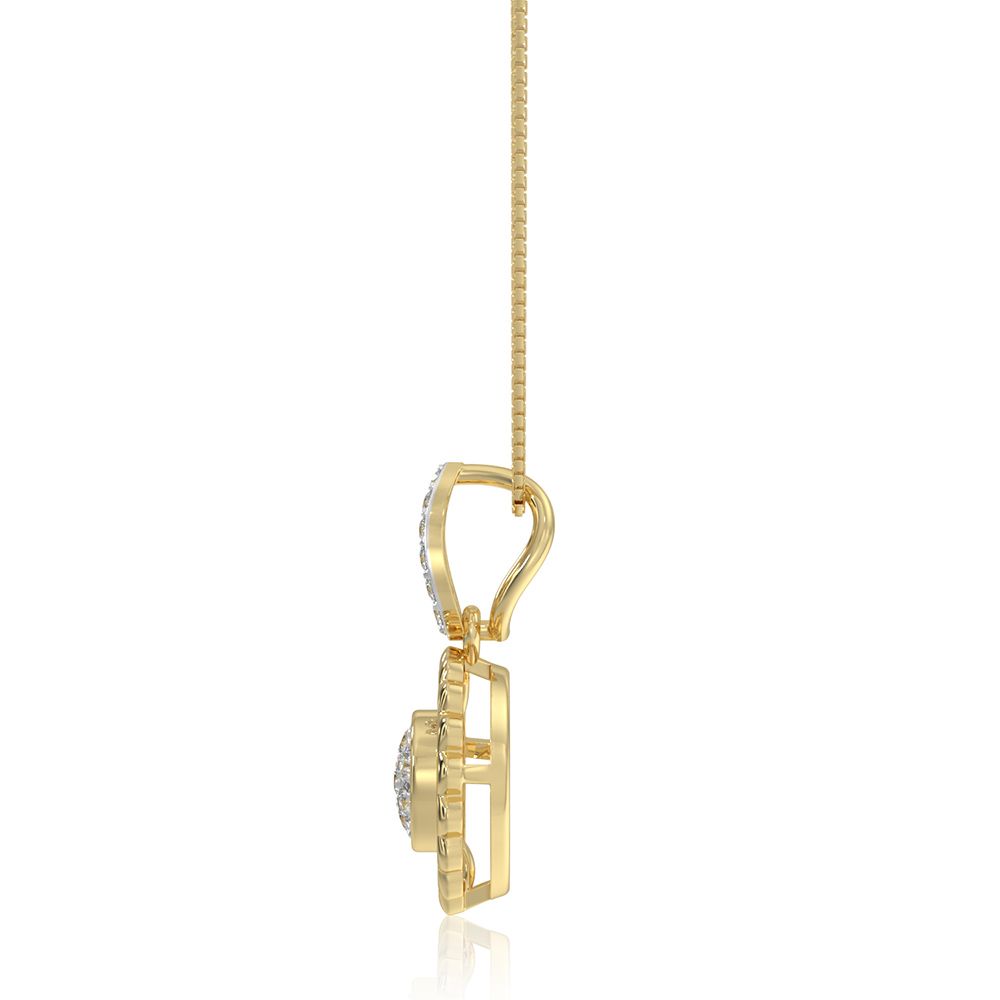 Sharp Circle 9KT Yellow Gold Diamond Pendant-Pendants-EPD26G10-D400R0F