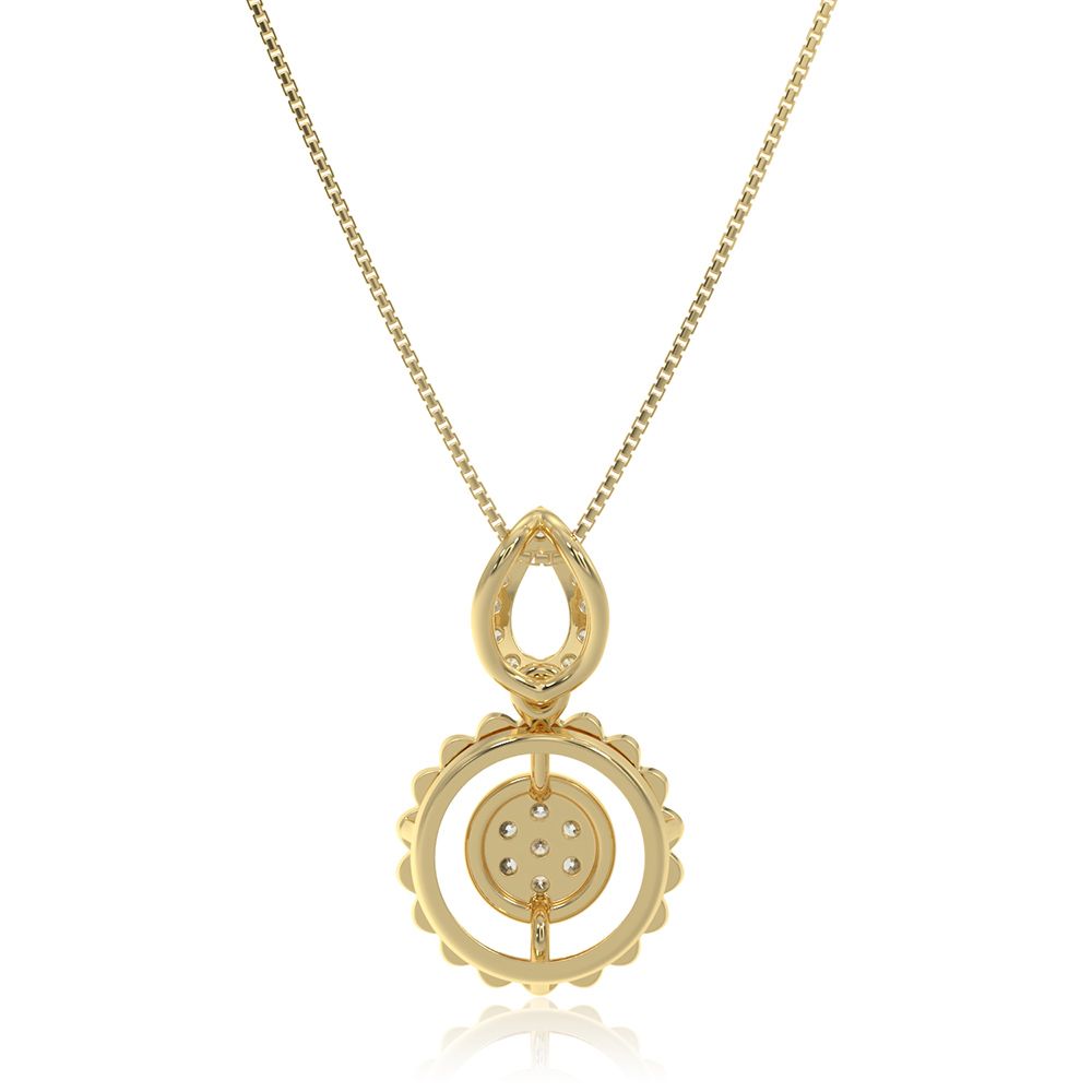 Sharp Circle 9KT Yellow Gold Diamond Pendant-Pendants-EPD26G10-D400R0F