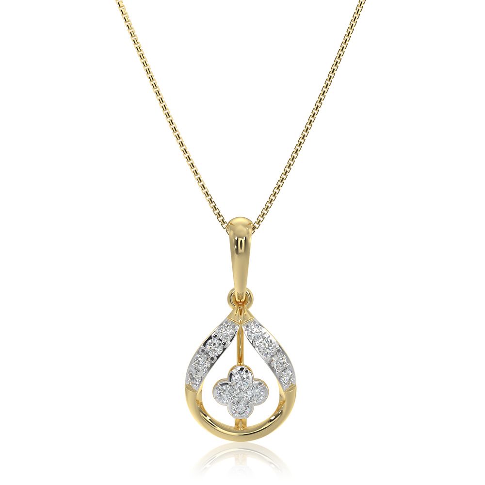 Lovely Drop 9KT Yellow Gold Diamond Pendant-Pendants-EPD26G14-D400R0F