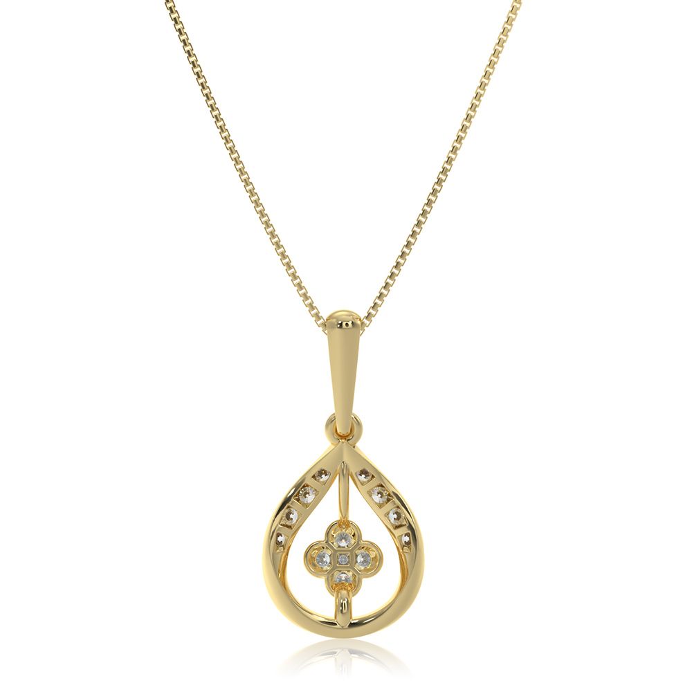 Lovely Drop 9KT Yellow Gold Diamond Pendant-Pendants-EPD26G14-D400R0F