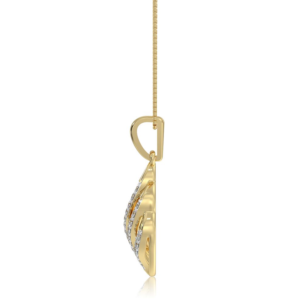 Swirl Drop 9KT Yellow Gold Diamond Pendant-Pendants-EPD26G15-D400R0F