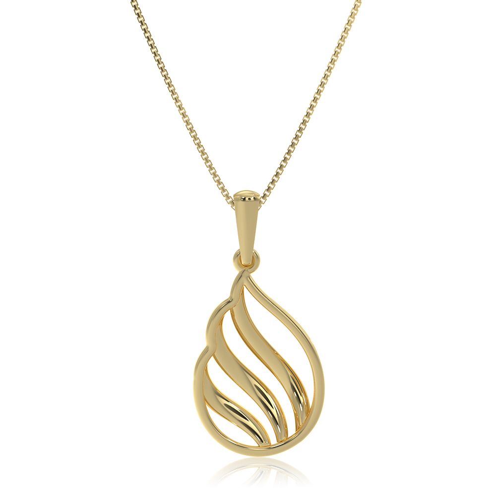 Swirl Drop 9KT Yellow Gold Diamond Pendant-Pendants-EPD26G15-D400R0F