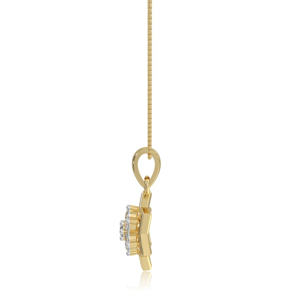 Delicate Floral 9KT Yellow Gold Diamond Pendant-Pendants-EPD26G18-D400R0F