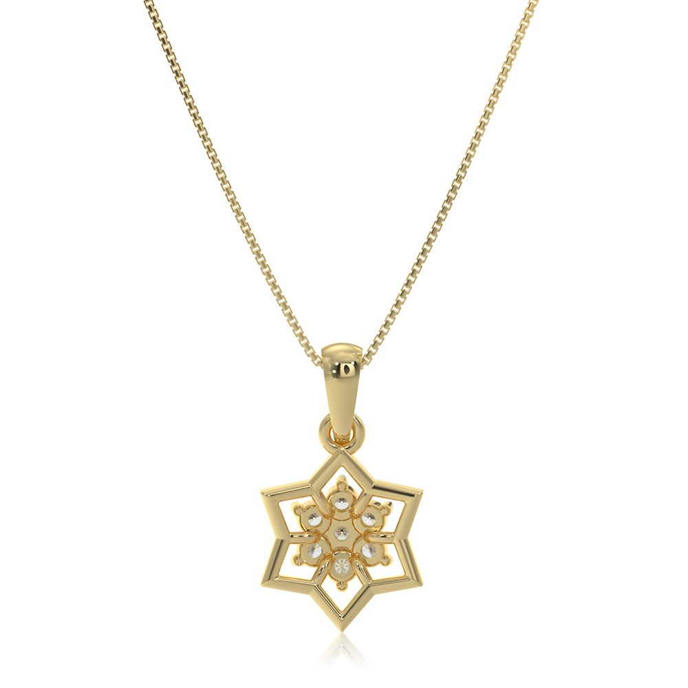 Delicate Floral 9KT Yellow Gold Diamond Pendant-Pendants-EPD26G18-D400R0F