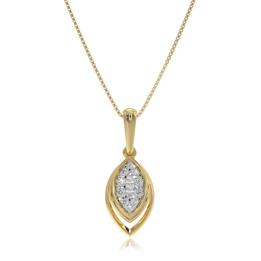 Everyday Leaf Drop 9KT Yellow Gold Diamond Pendant-Pendants-EPD26G19-D400R0F