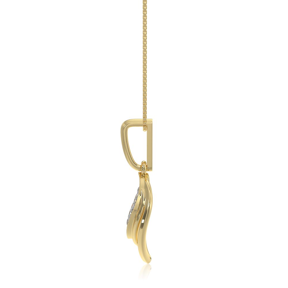 Everyday Leaf Drop 9KT Yellow Gold Diamond Pendant-Pendants-EPD26G19-D400R0F