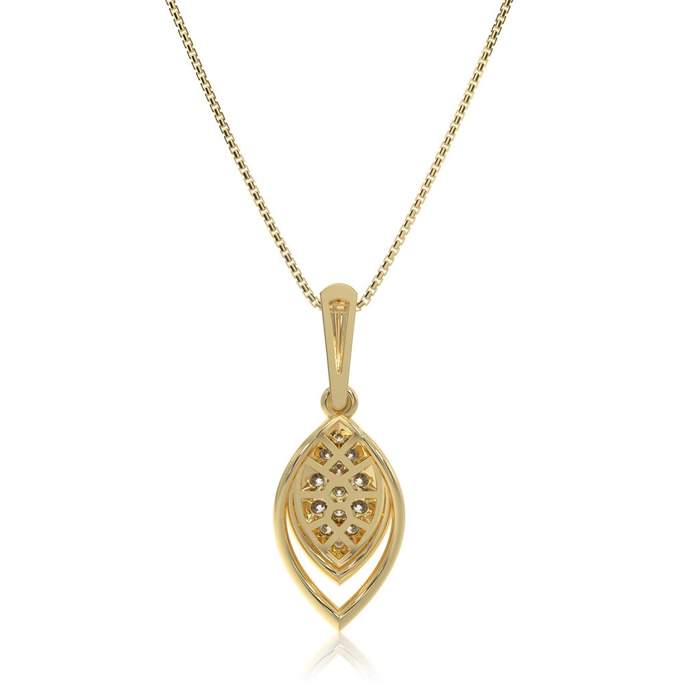 Everyday Leaf Drop 9KT Yellow Gold Diamond Pendant-Pendants-EPD26G19-D400R0F