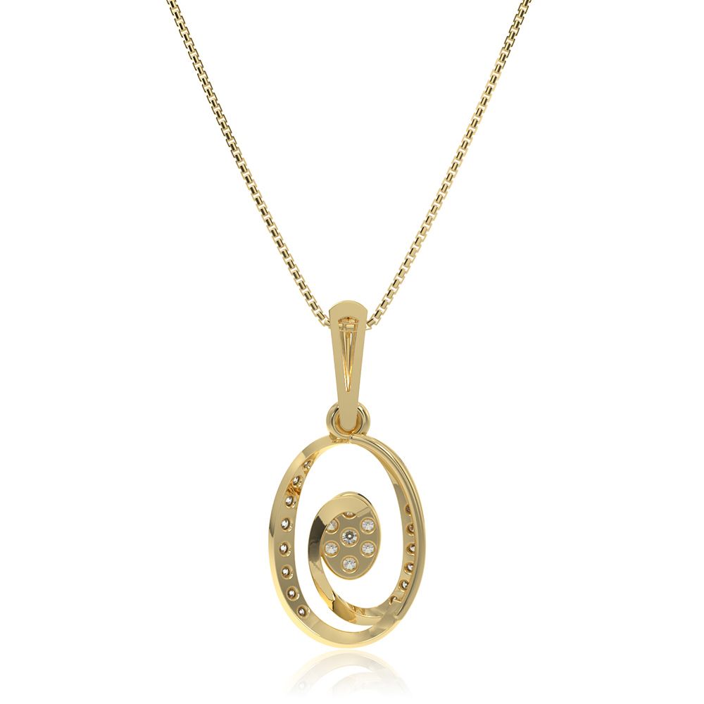 Oval Timeless 9KT Yellow Gold Diamond Pendant-Pendants-EPD26G21-D400R0F