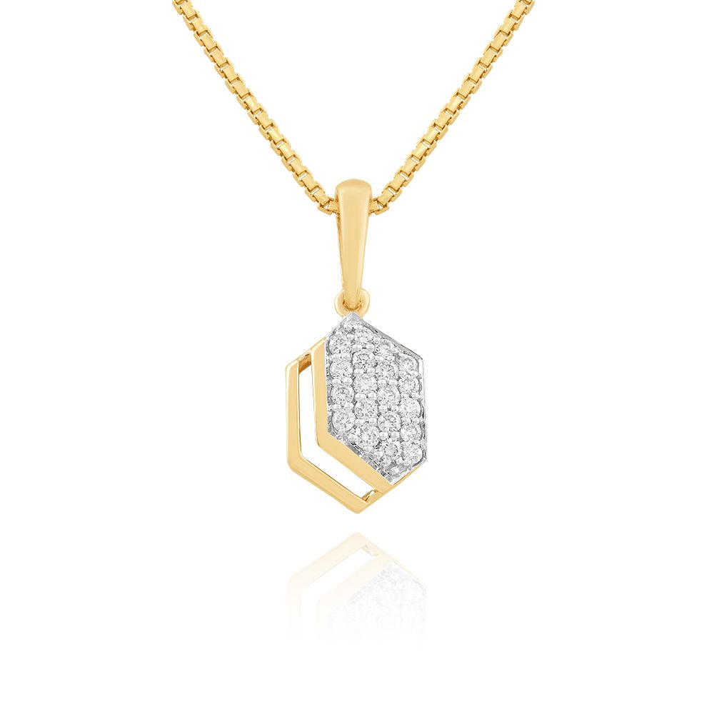Geometric Style 9KT Yellow Gold Diamond Pendant-Pendants-EPD26G22-D400R0F