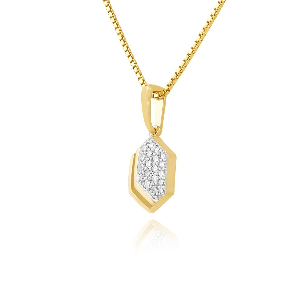 Geometric Style 9KT Yellow Gold Diamond Pendant-Pendants-EPD26G22-D400R0F
