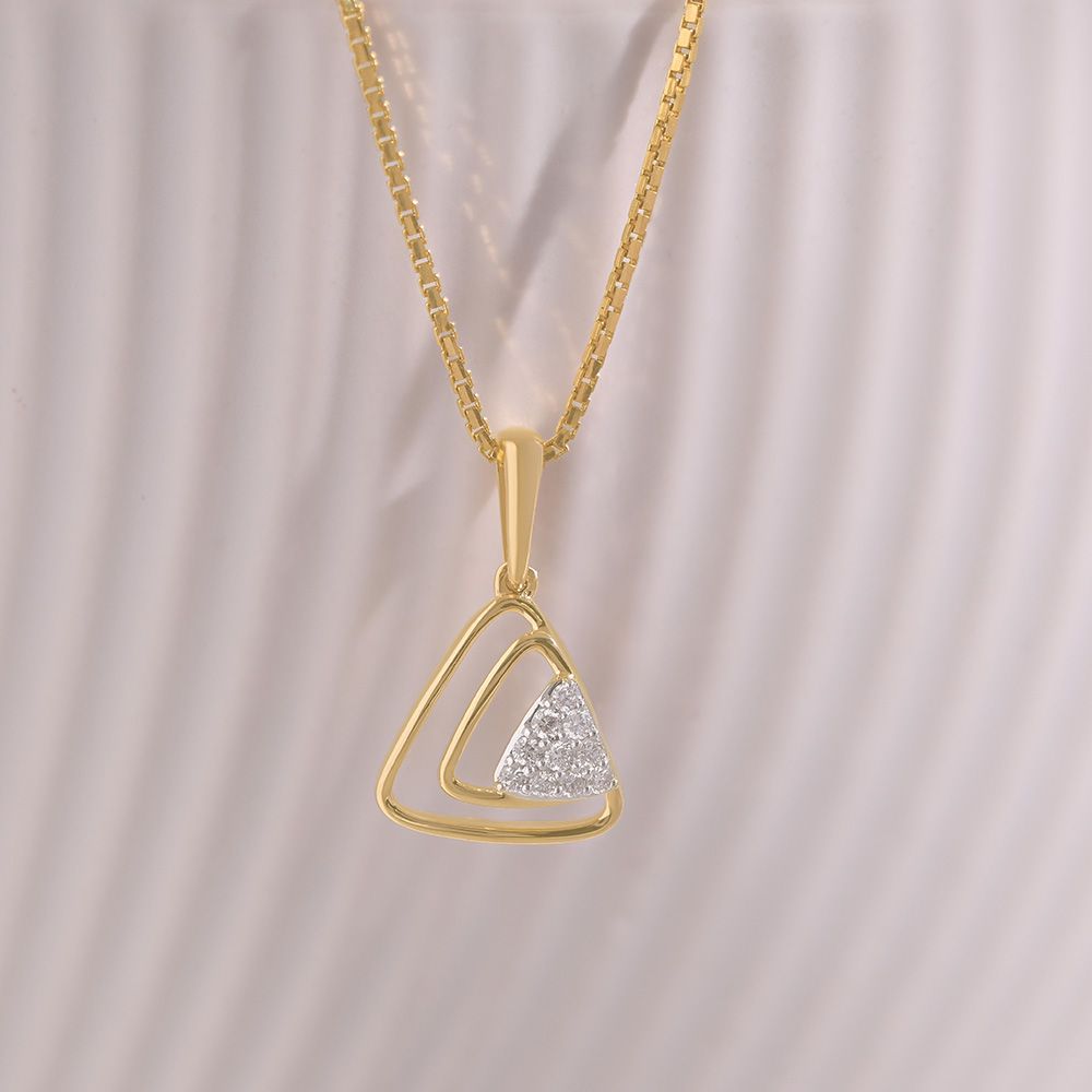 Minimal Triangle 9KT Yellow Gold Diamond Pendant-Pendants-EPD26G24-D400R0F