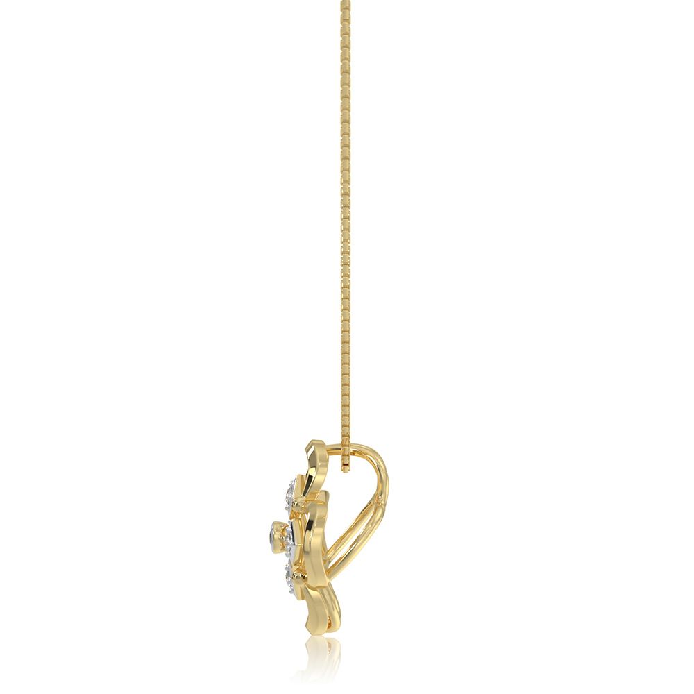 Charming Clover 9KT Yellow Gold Diamond Pendant-Pendants-EPD26G25-D400R0F