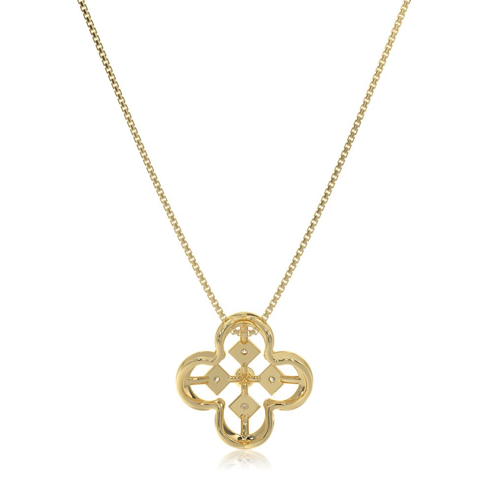 Charming Clover 9KT Yellow Gold Diamond Pendant-Pendants-EPD26G25-D400R0F