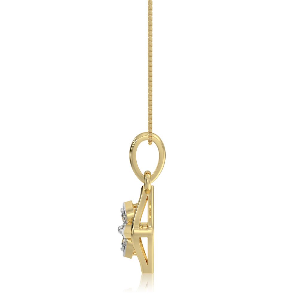 Modern Floral 9KT Yellow Gold Diamond Pendant-Pendants-EPD26G26-D400R0F