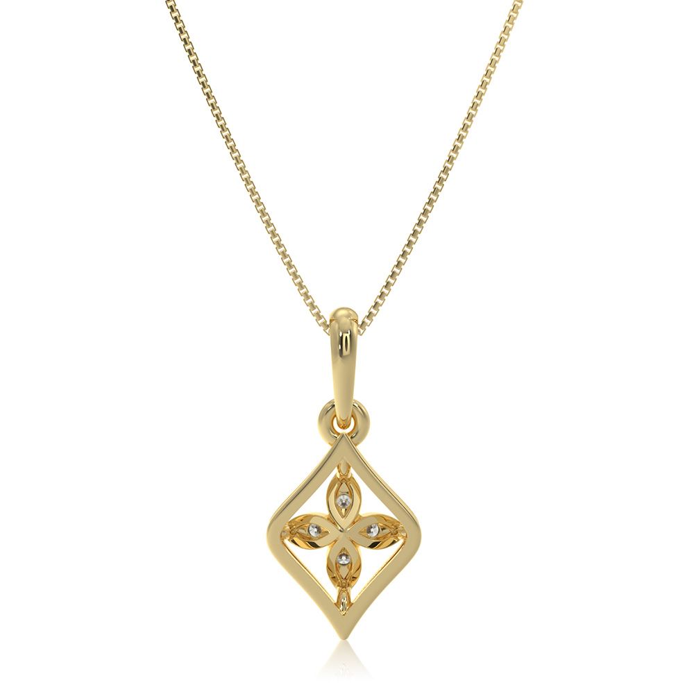 Modern Floral 9KT Yellow Gold Diamond Pendant-Pendants-EPD26G26-D400R0F