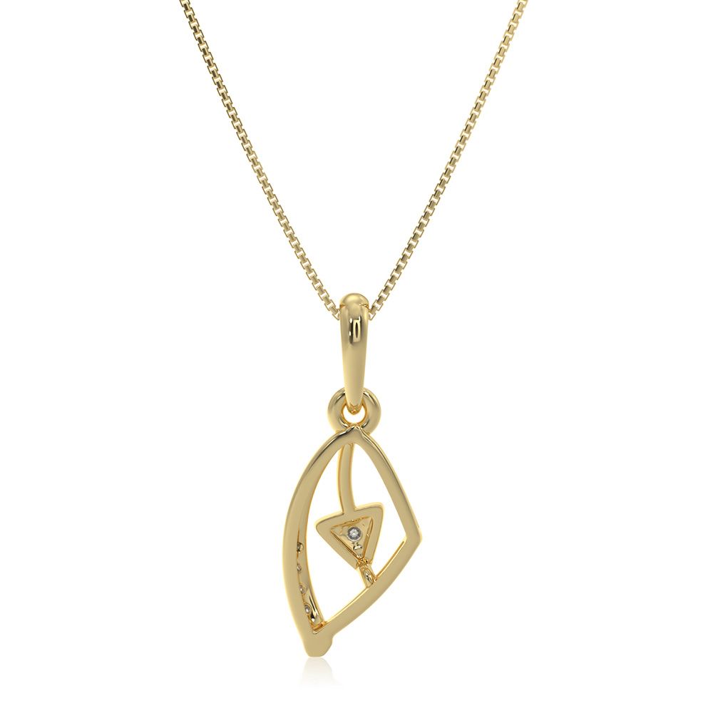 Modern Clean 9KT Yellow Gold Diamond Pendant-Pendants-EPD26G27-D400R0F
