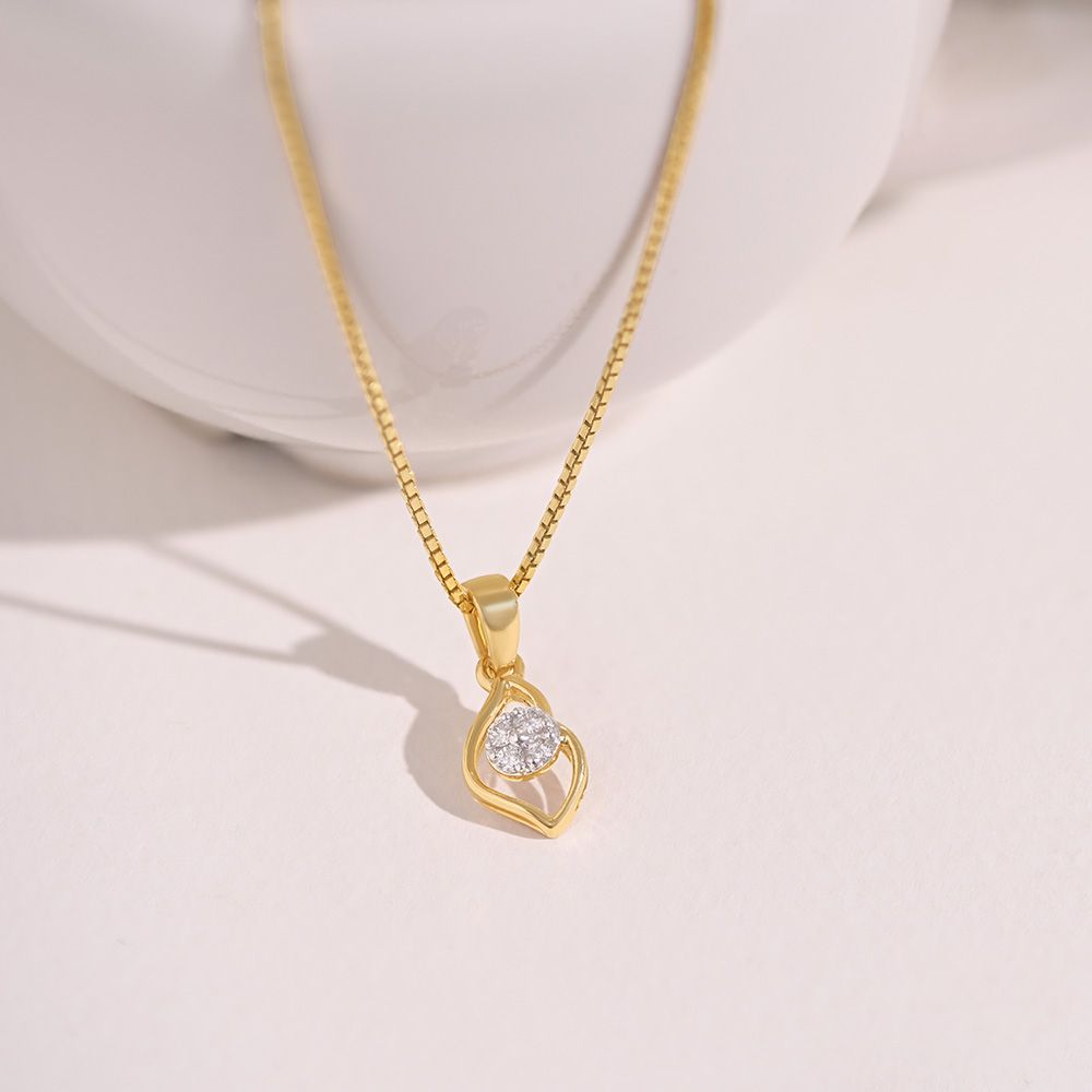 Charm 9KT Yellow Gold Diamond Pendant-Pendants-EPD26G29-D400R0F