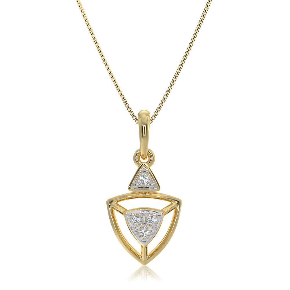 Bold Modern 9KT Yellow Gold Diamond Pendant-Pendants-EPD26G30-D400R0F