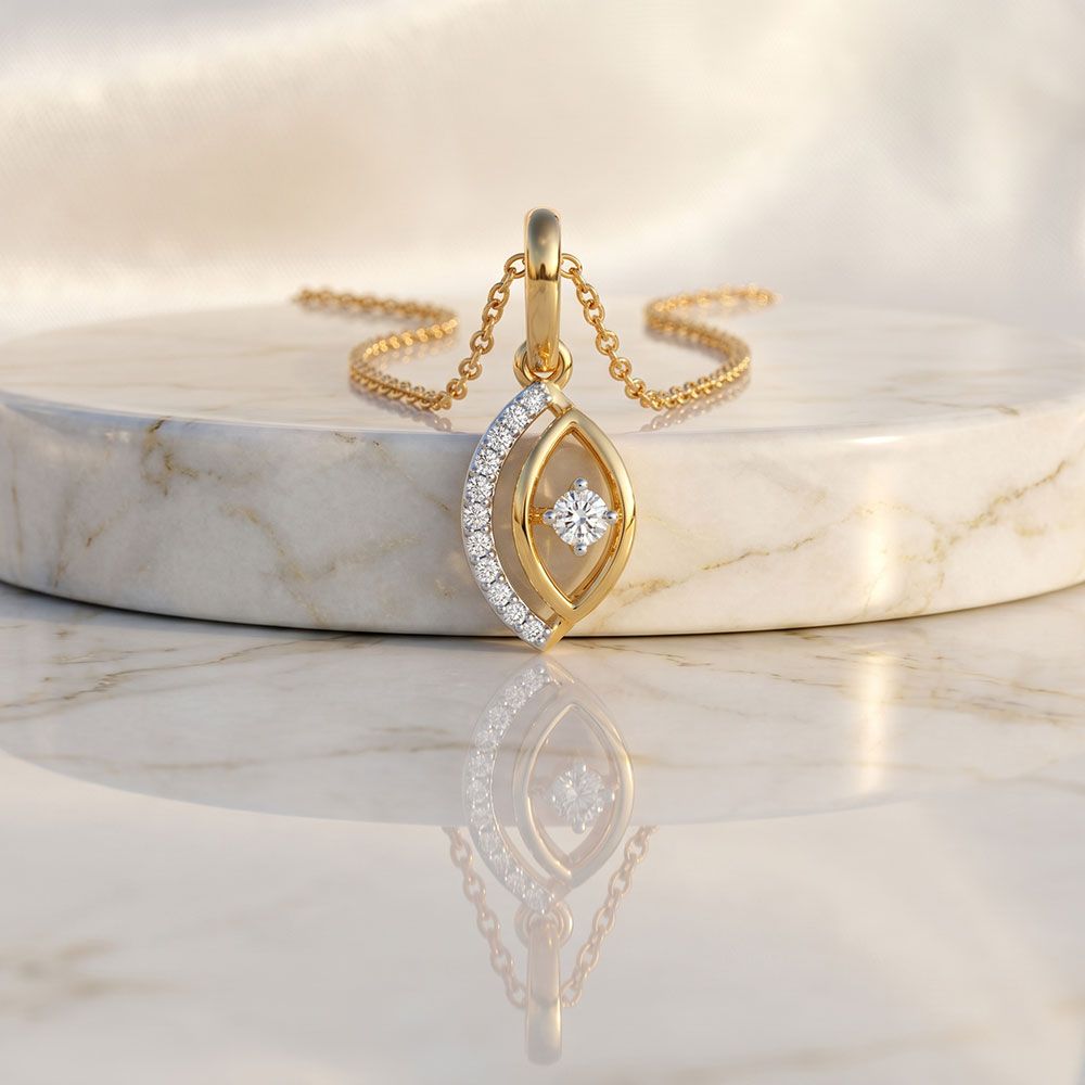 Evil Eye 9Kt Yellow Gold Diamond Pendant-Pendants-EPD26G32-D400R0F