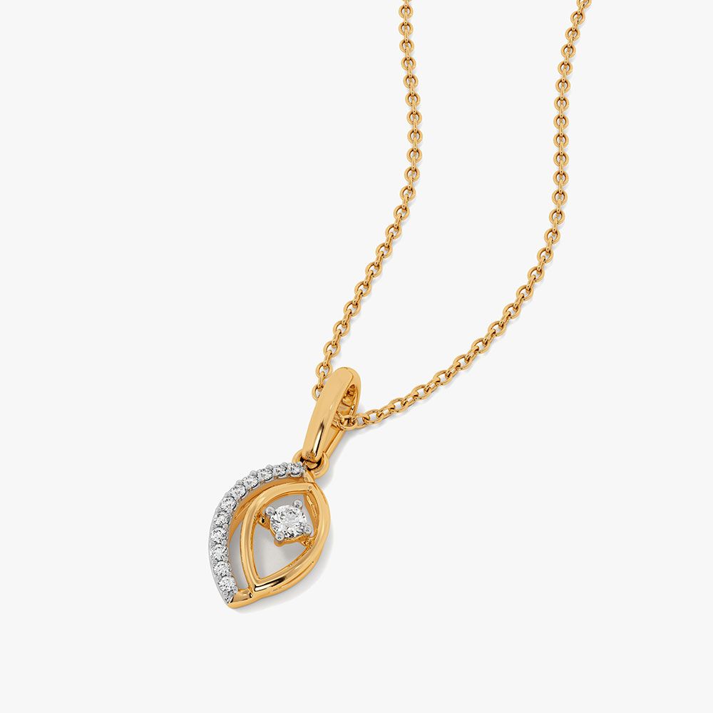 Evil Eye 9Kt Yellow Gold Diamond Pendant-Pendants-EPD26G32-D400R0F