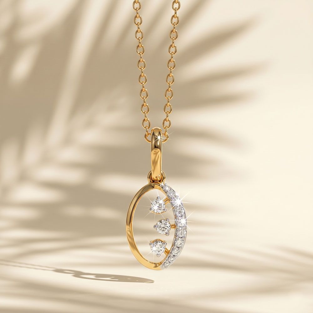 Contemporary Style 9Kt Yellow Gold Diamond Pendant-Pendants-EPD26G33-D400R0F