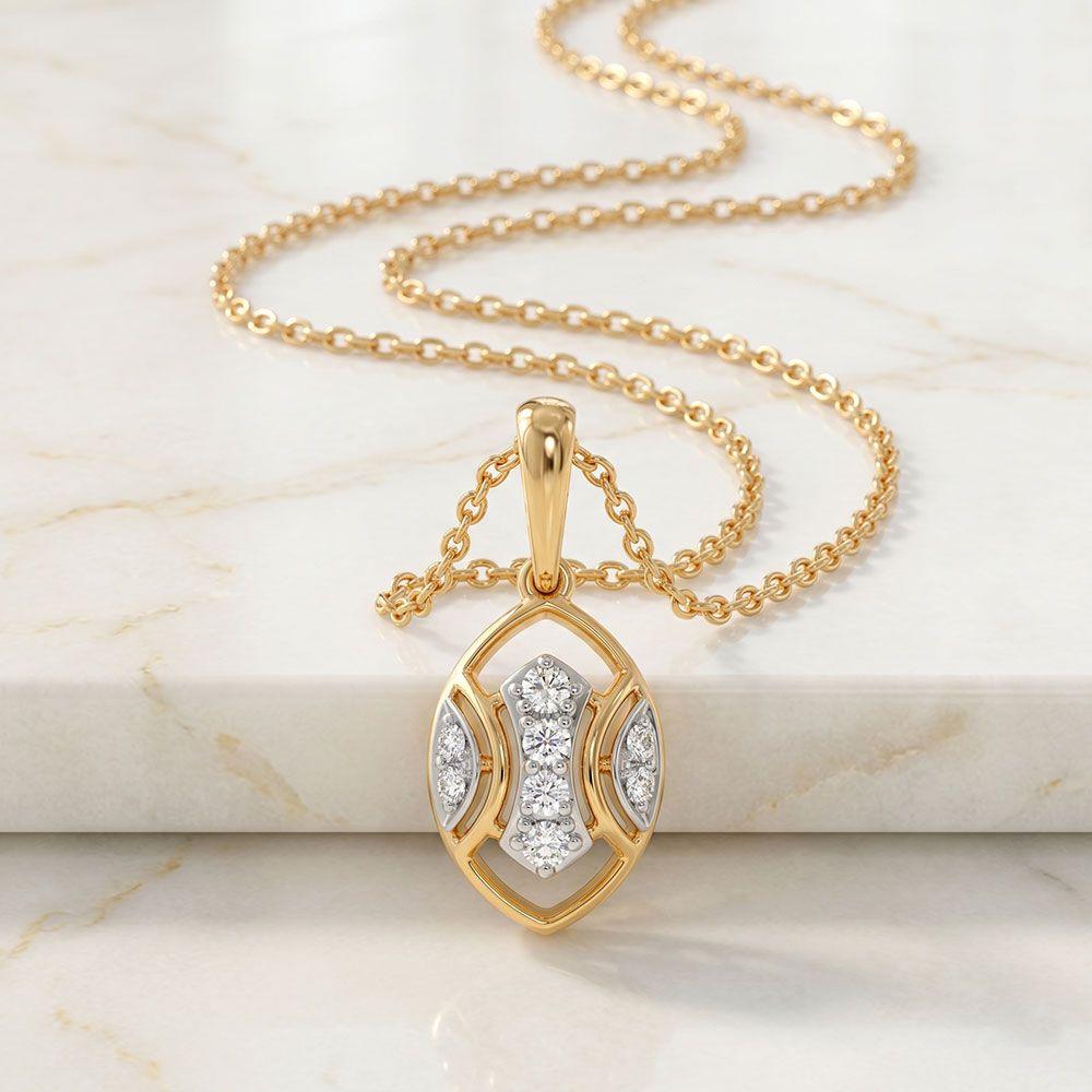 Everyday Minimal Yellow Gold Diamond Pendant-Pendants-EPD26G35-D400R0F