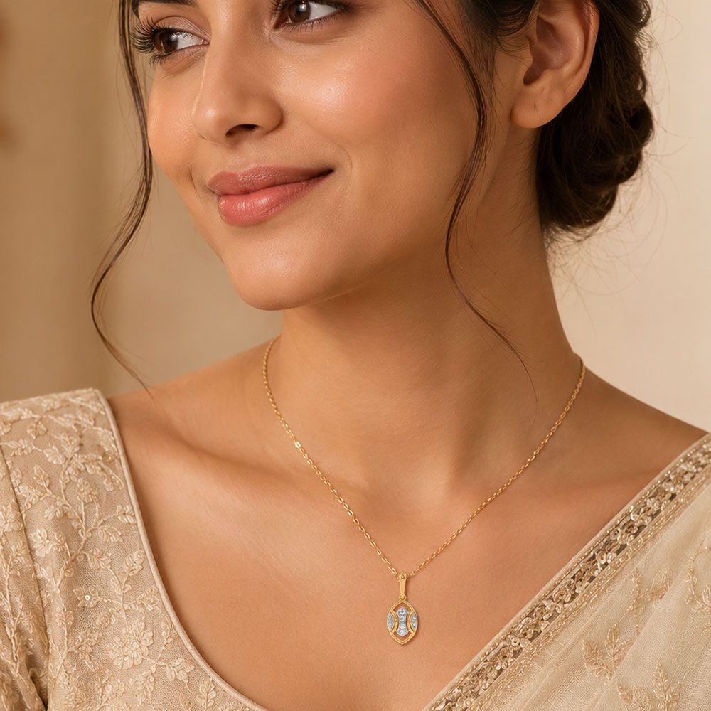 Everyday Minimal Yellow Gold Diamond Pendant-Pendants-EPD26G35-D400R0F
