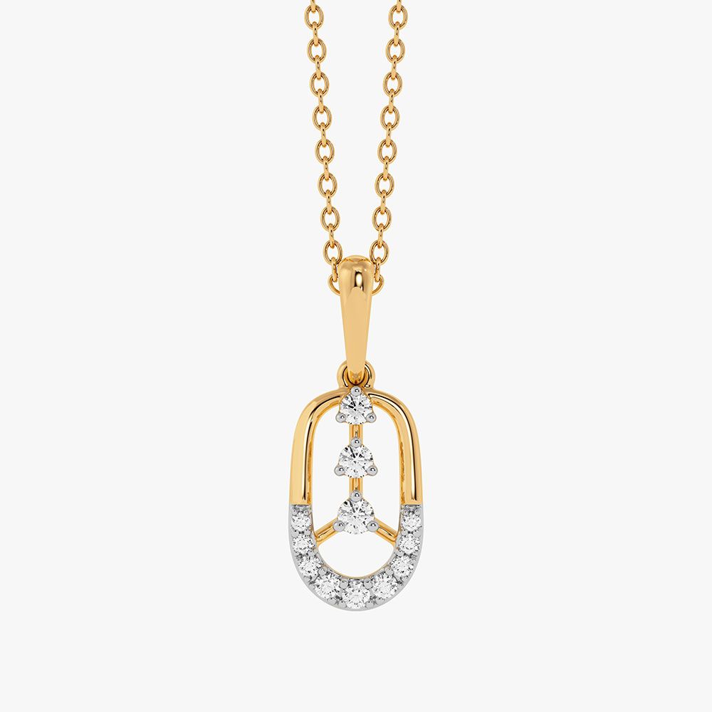 Elongated Glory Yellow Gold Diamond Pendant-Pendants-EPD26G36-D400R0F