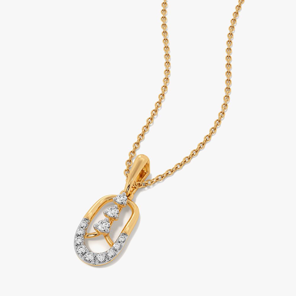 Elongated Glory Yellow Gold Diamond Pendant-Pendants-EPD26G36-D400R0F
