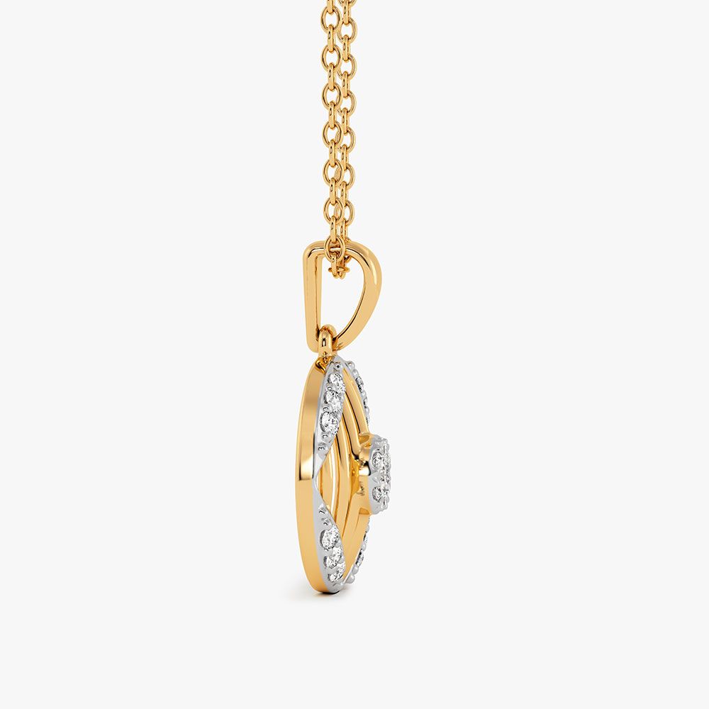 Striking Circle Yellow Gold Diamond Pendant-Pendants-EPD26G37-D400R0F