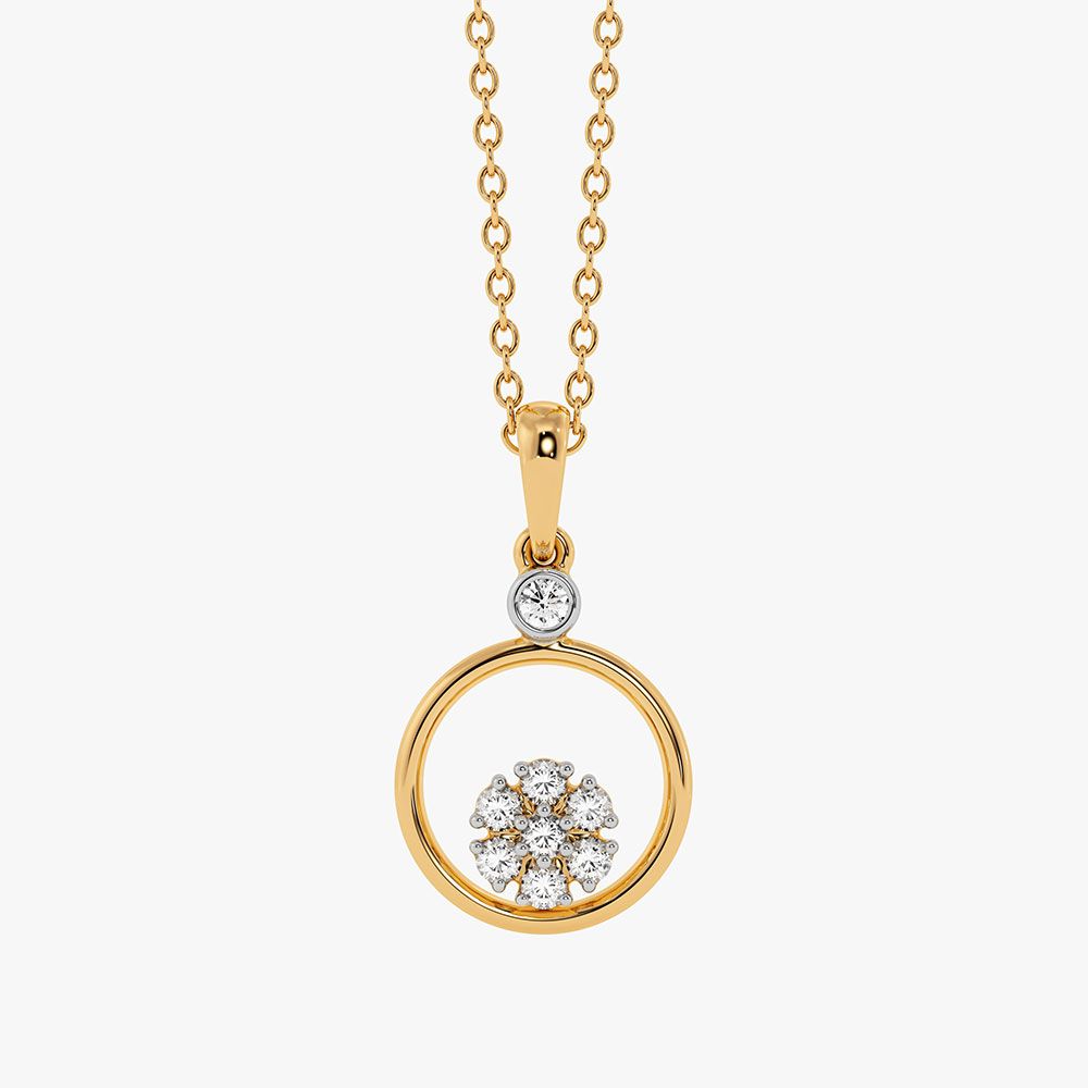 Sleek Circular Yellow Gold Diamond Pendant-Pendants-EPD26G39-D400R0F