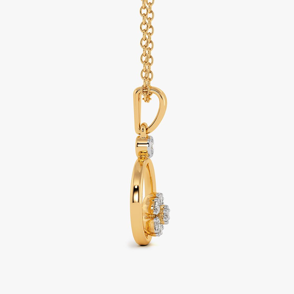 Sleek Circular Yellow Gold Diamond Pendant-Pendants-EPD26G39-D400R0F
