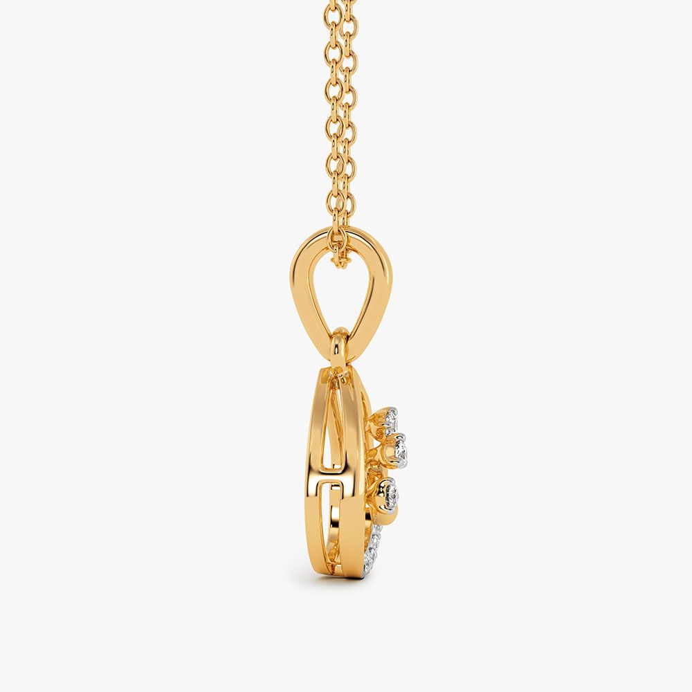 Elegant Leaf Yellow Gold Diamond Pendant-Pendants-EPD26G41-D400R0F