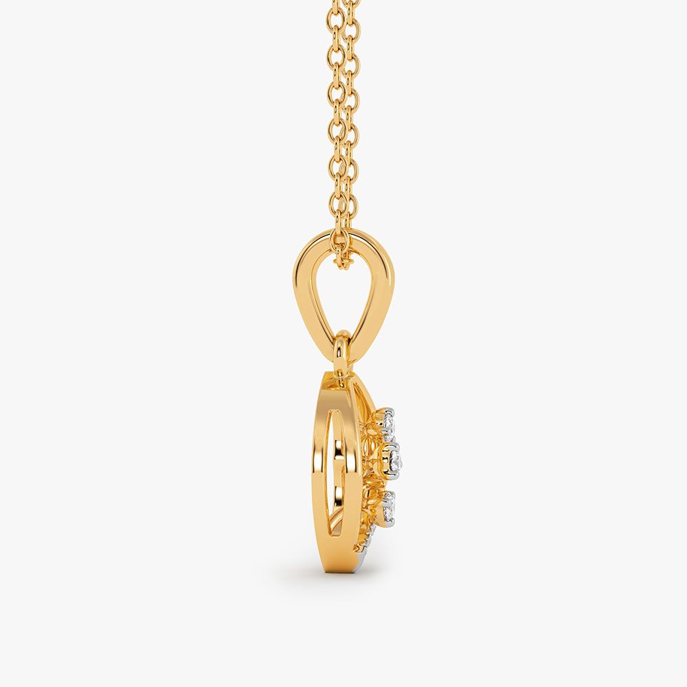 Stylish Leaf Yellow Gold Diamond Pendant-Pendants-EPD26G42-D400R0F