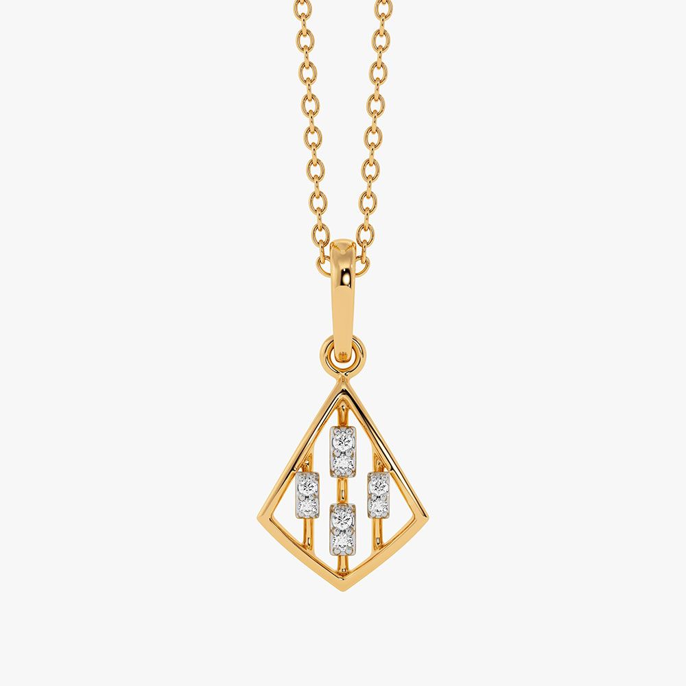 Contemporary Geometric Yellow Gold Diamond Pendant-Pendants-EPD26G43-D400R0F