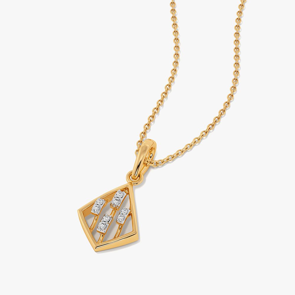 Contemporary Geometric Yellow Gold Diamond Pendant-Pendants-EPD26G43-D400R0F