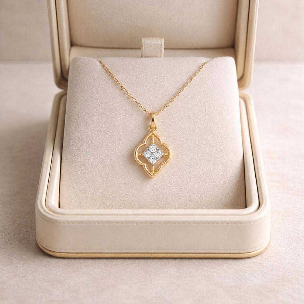 Modern Charm Yellow Gold Diamond Pendant-Pendants-EPD26G45-D400R0F