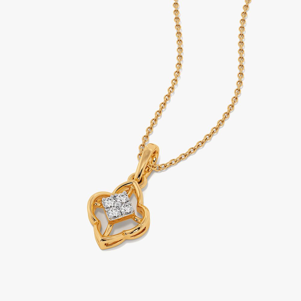 Modern Charm Yellow Gold Diamond Pendant-Pendants-EPD26G45-D400R0F