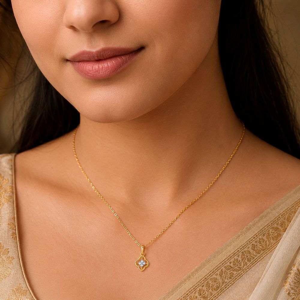 Modern Charm Yellow Gold Diamond Pendant-Pendants-EPD26G45-D400R0F