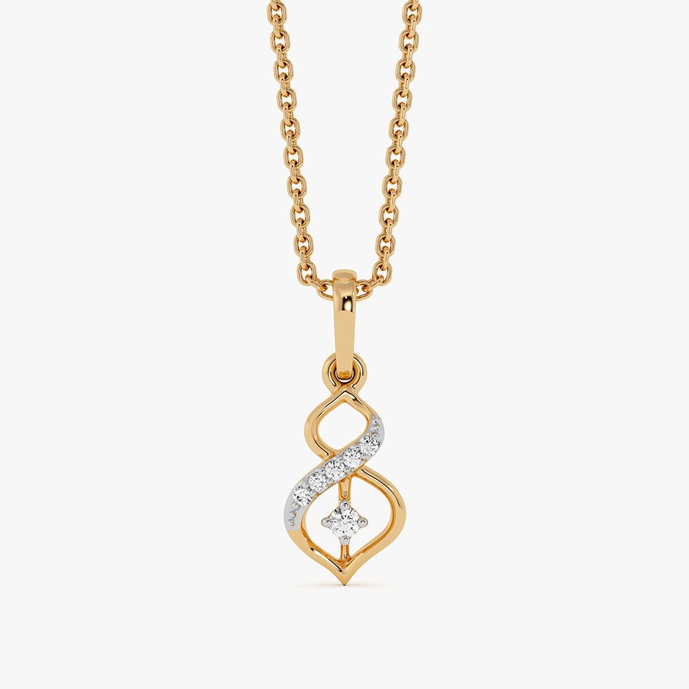 Graceful Swirl Yellow Gold Diamond Pendant-Pendants-EPD26G47-D400R0F
