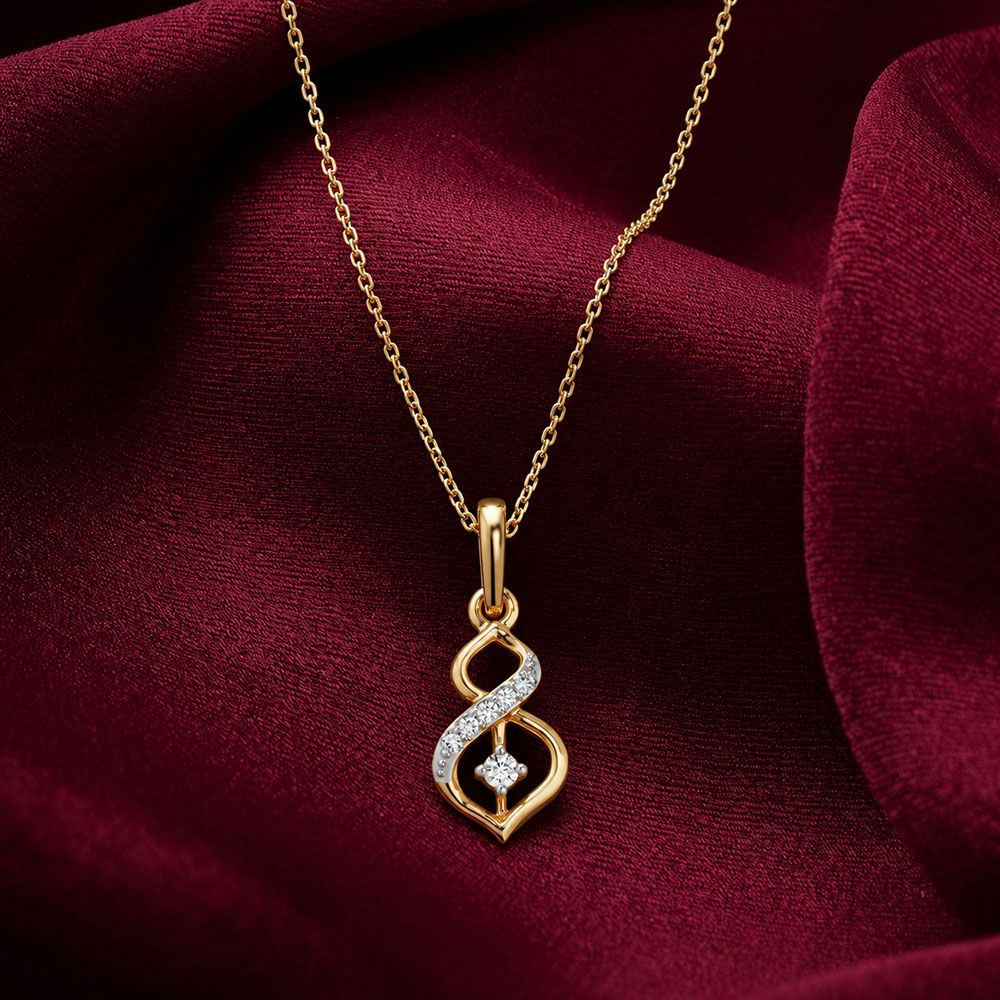 Graceful Swirl Yellow Gold Diamond Pendant-Pendants-EPD26G47-D400R0F