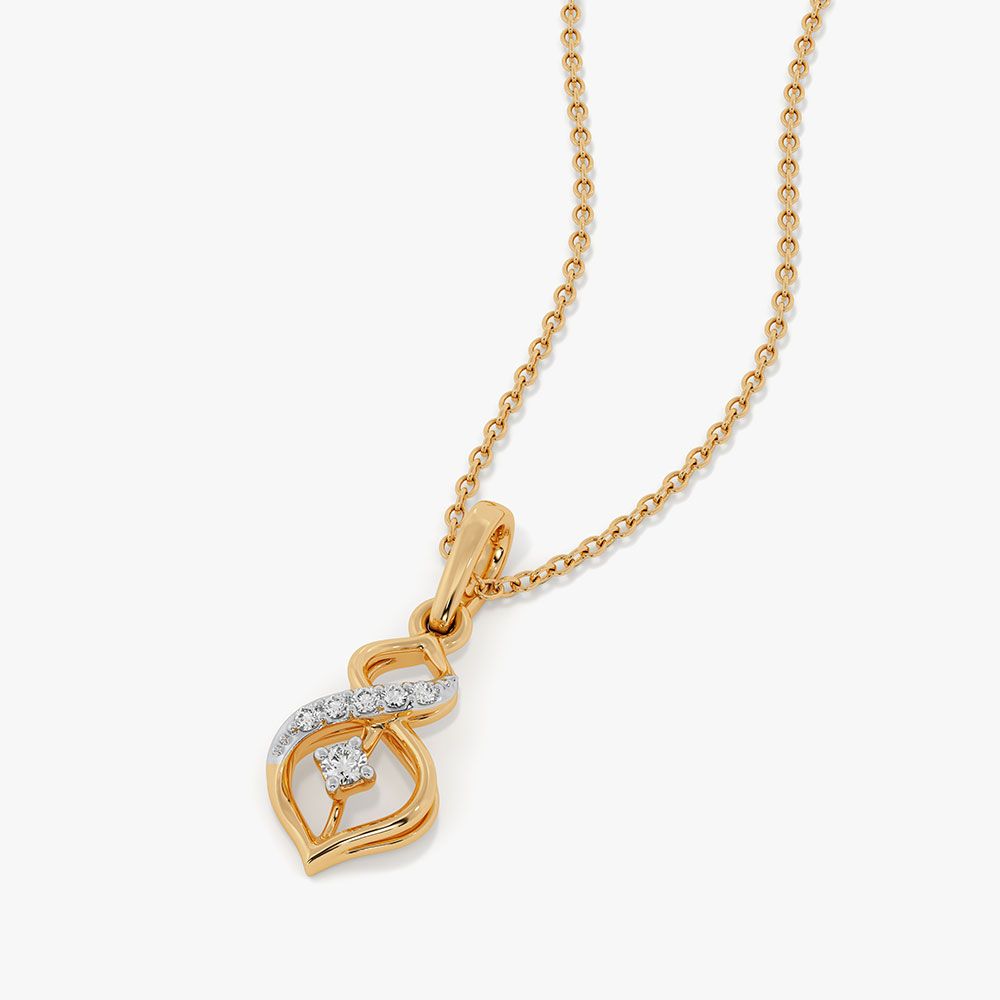 Graceful Swirl Yellow Gold Diamond Pendant-Pendants-EPD26G47-D400R0F