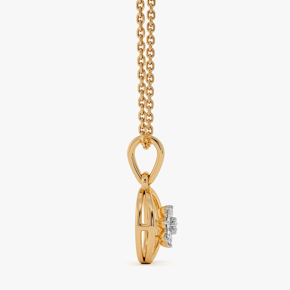 Floral Charm Yellow Gold Diamond Pendant-Pendants-EPD26G48-D400R0F