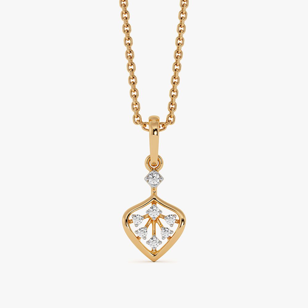 Floral Beauty Yellow Gold Diamond Pendant-Pendants-EPD26G49-D400R0F